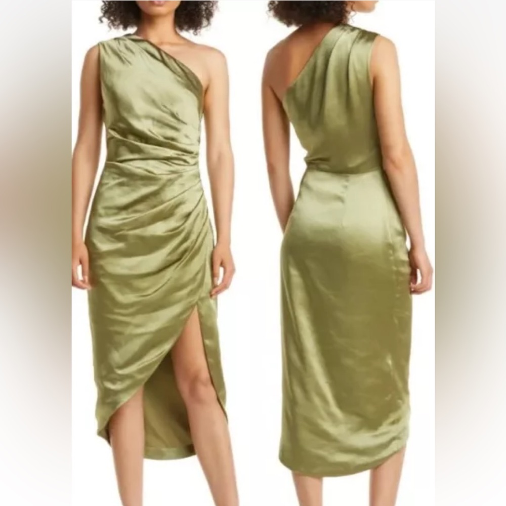 ELLIATT Cassini Green One Shoulder Drape Dress Size XL